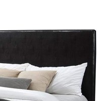 Benjara Platform Style Faux Leather Queen Size Bed With 2 Drawers, Black