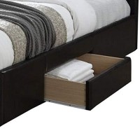 Benjara Platform Style Faux Leather Queen Size Bed With 2 Drawers, Black