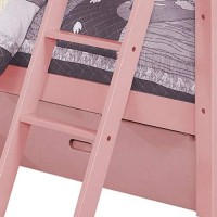 Benjara 2 Drawer Wooden Twin Bunk Bed With Slatted Arch Headboard, Pink