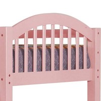 Benjara 2 Drawer Wooden Twin Bunk Bed With Slatted Arch Headboard, Pink