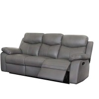 Benjara Leatherette Reclining Sofa And Loveseat Set, Gray