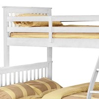 Benjara Mission Style Wooden Twin Over Full Bunk Bed With Trundle, White