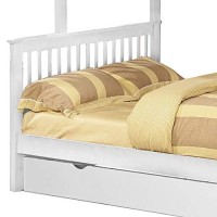 Benjara Mission Style Wooden Twin Over Full Bunk Bed With Trundle, White