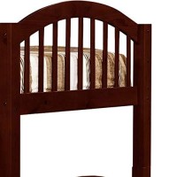 Benjara Wooden Twin Bunk Bed With Slatted Arched Headboard, Brown