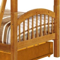 Benjara Arch Design Wooden Twin Bunk Bed With Trundle, Brown