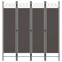 Vidaxl Room Divider, 4 Panel Folding Privacy Screen For Room Separation, Freestanding Room Divider For Office, Industrial Modern Style, Anthracite