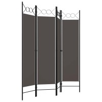 Vidaxl Room Divider, 4 Panel Folding Privacy Screen For Room Separation, Freestanding Room Divider For Office, Industrial Modern Style, Anthracite