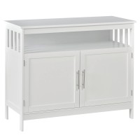 Homcom Sideboard Buffet Cabinet, Modern Kitchen Cabinet, Coffee Bar Cabinet With 2-Level Shelf And Open Compartment, White