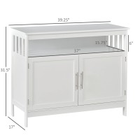 Homcom Sideboard Buffet Cabinet, Modern Kitchen Cabinet, Coffee Bar Cabinet With 2-Level Shelf And Open Compartment, White
