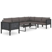 vidaXL 8 Piece Garden Lounge Set with Cushions Poly Rattan Anthracite 49402