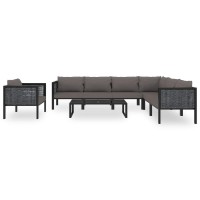 vidaXL 8 Piece Garden Lounge Set with Cushions Poly Rattan Anthracite 49402
