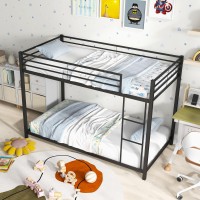 Giantex Metal Bunk Bed Twin Over Twin, Classic Bunk Bed Frame With Safety Guard Rails & Side Ladder, Heavy Duty Space-Saving Design, Easy Assembly, Bunk Bed Frame For Kids (Black)