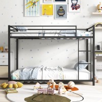 Giantex Metal Bunk Bed Twin Over Twin, Classic Bunk Bed Frame With Safety Guard Rails & Side Ladder, Heavy Duty Space-Saving Design, Easy Assembly, Bunk Bed Frame For Kids (Black)