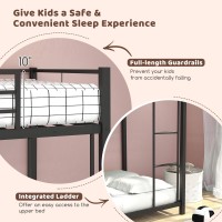 Giantex Metal Bunk Bed Twin Over Twin, Classic Bunk Bed Frame With Safety Guard Rails & Side Ladder, Heavy Duty Space-Saving Design, Easy Assembly, Bunk Bed Frame For Kids (Black)