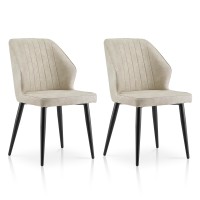 Tukailai Modern Dining Chairs Set Of 2, Faux Leather Kitchen Chairs Lounge Leisure Living Room Corner Chairs Leatherette Guest Reception Chairs With Backrest And Padded Seat (Cream)