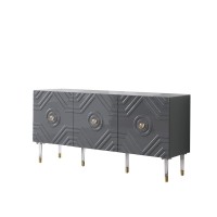 Best Master Furniture Crawford 65 Wood Sideboard with Gold Accents in Gray