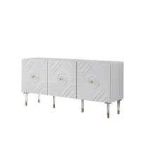 Best Master Furniture Crawford 65 Wood Sideboard with Gold Accents in White