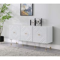 Best Master Furniture Crawford 65 Wood Sideboard with Gold Accents in White