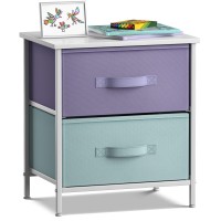 Sorbus Nightstand With 2 Drawers Kids Bedside Furniture End Table Night Stand Steel Frame Wood Top Easy Pull Fabric Bins