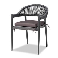 Baxton Studio Modern Grey Finished Rope And Metal Outdoor Dining Chair