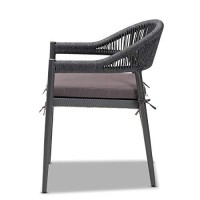 Baxton Studio Modern Grey Finished Rope And Metal Outdoor Dining Chair