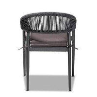 Baxton Studio Modern Grey Finished Rope And Metal Outdoor Dining Chair