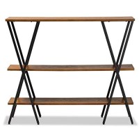 Baxton Studio Norton Rustic And Industrial Walnut Brown Finished Wood And Black Finished Metal Console Table