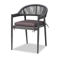 Baxton Studio Wendell Modern And Contemporary Grey Finished Rope And Metal Outdoor Bar Stool