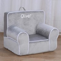 Dibsies Personalized Creative Wonders Toddler Chair Ages 15 To 4 Years Old Gray With White Piping