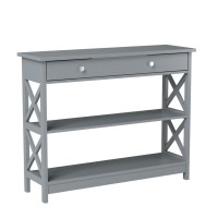 Giantex Console Table 3-Tier W/Drawer And Storage Shelves, X-Design Entryway Table For Hallway, Living Room And Bedroom Sofa Side Table (Gray)