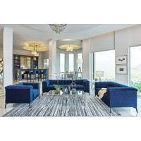 Chalet 3piece Tuxedo Arm Living Room Set Blue