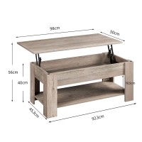 Yaheetech Lift Top Coffee Table With Hidden Compartment And Storage Shelf, Rising Tabletop Dining Table For Living Room Reception Room, 38.6In L, Grey
