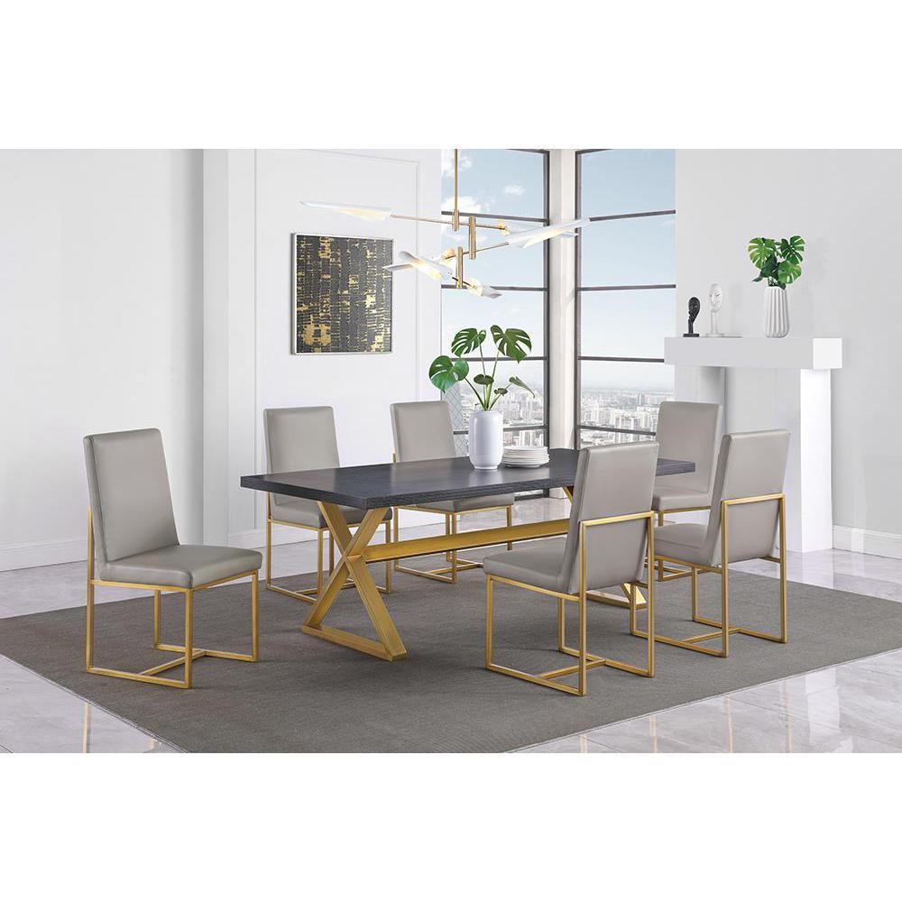 Conway 5piece Rectangular Dining Set Dark Walnut and Aged Gold