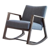 Gianna Upholstered Rocking Chair with Wooden Arm Grey and Walnut