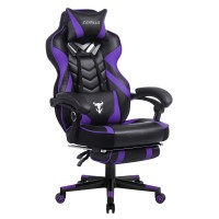 Zeanus Purple Gaming Chair Reclining Computer Chair With Footrest High Back Gamer Chair With Massage Large Computer Gaming Chair Racing Style Chair For Gaming Big And Tall Gaming Chairs For Adult