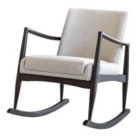 Sebastian Solid Back Upholstered Rocking Chair Beige and Walnut