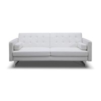 Homeroots Leather 80 X 45 X 13 White Stainless Steel Sofa Bed