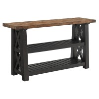 Martin Svensson Home Bolton 55 Solid Wood Sofa Table Black Stain and Natural