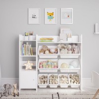 Sturdis Toy Storage Organizer With Kids Toy Shelf And 8 White Toy Bins - Perfect Toy Storage Solution - Your Kids Will Have Fun And You Will Be Free From Messes!