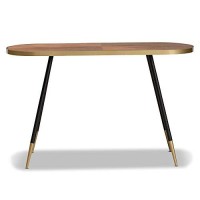 Baxton Studio Lauro Modern And Contemporary Walnut Wood Finished And Two-Tone Gold And Black Metal Console Table