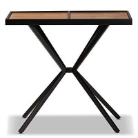 Baxton Studio Carlo Modern And Contemporary Walnut Finished Wood And Gold Finished Metal Console Table