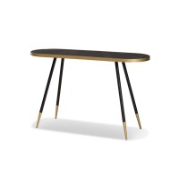 Baxton Studio Lauro Modern And Contemporary Black Faux Marble And Two-Tone Gold And Black Metal Console Table