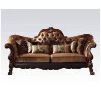 Homeroots 73 X 45 X 48 Golden Brown Velvet Loveseat W5 Pillows