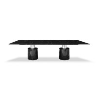 Home Roots 370723 120 X 48 X 30 In. Black Marble Stainless Steel Dining Table