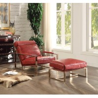 Homeroots 29 X 48 X 29 Antique Red Leather Accent Chair