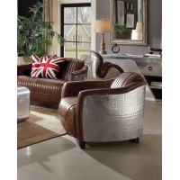 Homeroots 29 X 37 X 31 Retro Brown Leather Chair
