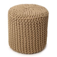 Redearth Cylindrical Hand Knitted Pouf Foot Stool Ottoman Cord Boho Pouffe Cotton Round Poof For Home Decor Living Room