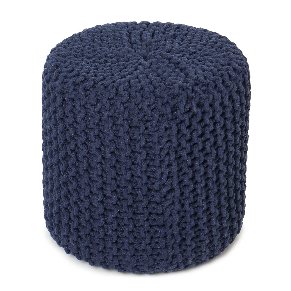 Redearth Cylindrical Hand Knitted Pouf Foot Stool Ottoman Cord Boho Pouffe Cotton Round For Home Decor Living Room Nu