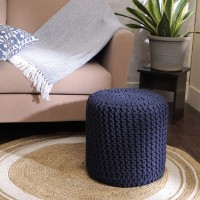 Redearth Cylindrical Hand Knitted Pouf Foot Stool Ottoman Cord Boho Pouffe Cotton Round For Home Decor Living Room Nu