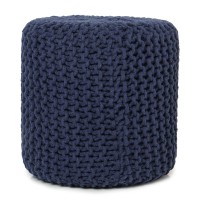 Redearth Cylindrical Hand Knitted Pouf Foot Stool Ottoman Cord Boho Pouffe Cotton Round For Home Decor Living Room Nu